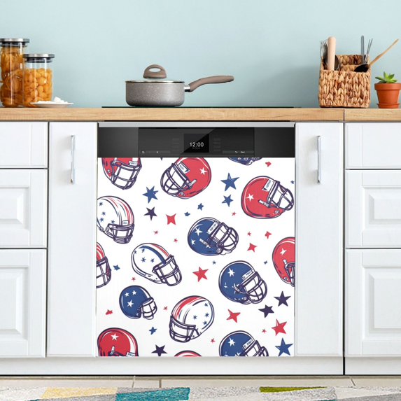 Yayeee Magnetic Dishwasher Cover for The Front Decoration Home Kitchen Machine Sticker Protector, Cartoon American Football Helmets
