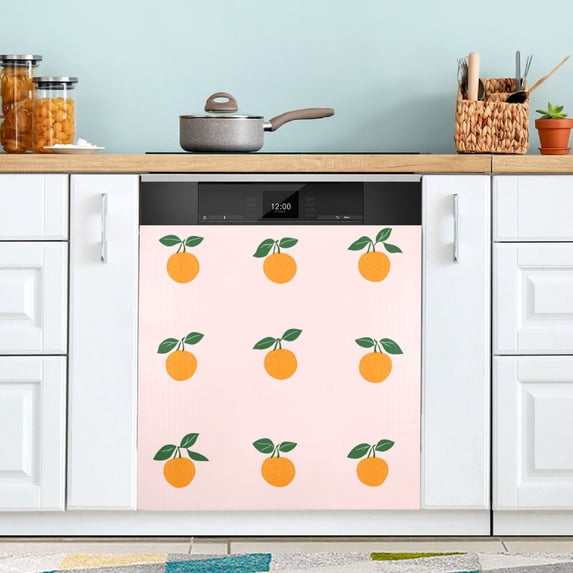 Yayeee Magnetic Dishwasher Cover for The Front Decoration Home Kitchen Machine Sticker Protector, Cartoon Citrus