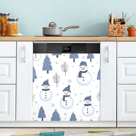 Yayeee Magnetic Dishwasher Cover for The Front Decoration Home Kitchen Machine Sticker Protector, Cartoon Snowmen