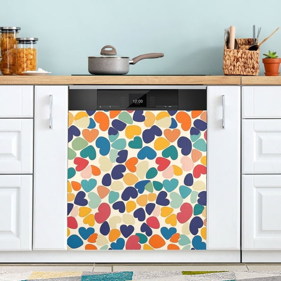 Yayeee Magnetic Dishwasher Cover for The Front Decoration Home Kitchen Machine Sticker Protector, Colorful Clover Pattern