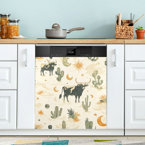 Yayeee Magnetic Dishwasher Cover for The Front Decoration Home Kitchen Machine Sticker Protector, Cowboy Pattern