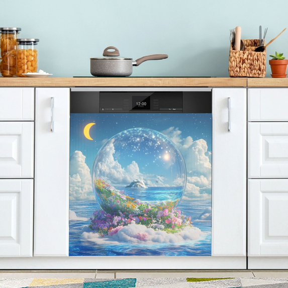 Yayeee Magnetic Dishwasher Cover for The Front Decoration Home Kitchen Machine Sticker Protector, Crystal Ocean