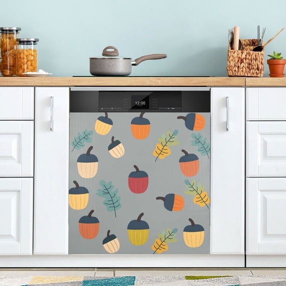 Yayeee Magnetic Dishwasher Cover for The Front Decoration Home Kitchen Machine Sticker Protector, Cute Acorns Pattern