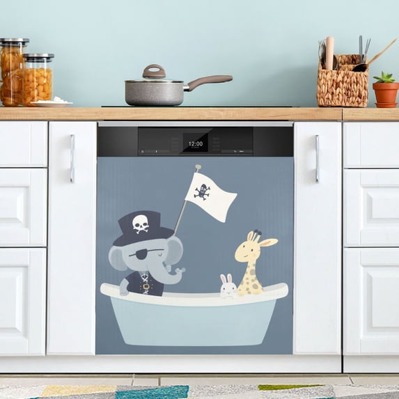 Yayeee Magnetic Dishwasher Cover for The Front Decoration Home Kitchen Machine Sticker Protector, Cute Animals