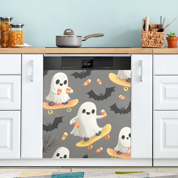 Yayeee Magnetic Dishwasher Cover for The Front Decoration Home Kitchen Machine Sticker Protector, Cute Ghosts