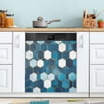 thumbnail image 1 of Yayeee Magnetic Dishwasher Cover for The Front Decoration Home Kitchen Machine Sticker Protector, Dark Blue Hexagon Patterns, 1 of 6