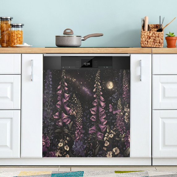 Yayeee Magnetic Dishwasher Cover for The Front Decoration Home Kitchen Machine Sticker Protector, Dark Gothic Floral