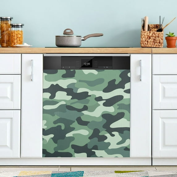 Yayeee Magnetic Dishwasher Cover for The Front Decoration Home Kitchen Machine Sticker Protector, Forest Camouflage Pattern