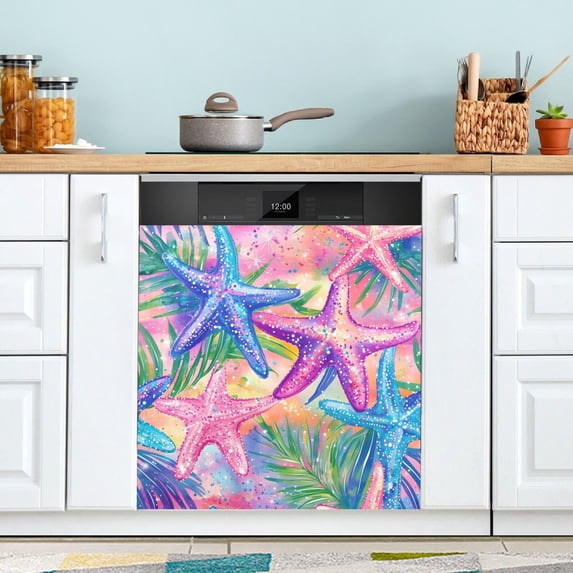 Yayeee Magnetic Dishwasher Cover for The Front Decoration Home Kitchen Machine Sticker Protector, Gradient Starfish Pattern