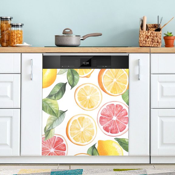 Yayeee Magnetic Dishwasher Cover for The Front Decoration Home Kitchen Machine Sticker Protector, Grapefruit Slices
