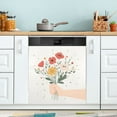 thumbnail image 1 of Yayeee Magnetic Dishwasher Cover for The Front Decoration Home Kitchen Machine Sticker Protector, Gray Cute Flower, 1 of 6