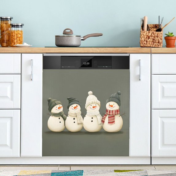 Yayeee Magnetic Dishwasher Cover for The Front Decoration Home Kitchen Machine Sticker Protector, Gray Snowmen