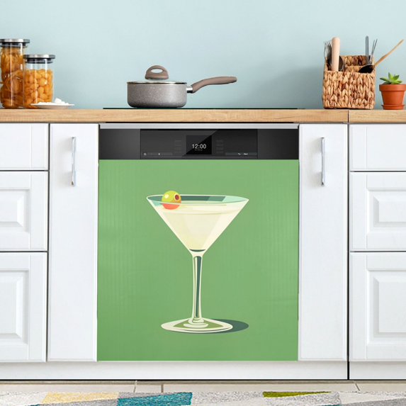 Yayeee Magnetic Dishwasher Cover for The Front Decoration Home Kitchen Machine Sticker Protector, Green Lemon Juice