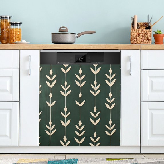 Yayeee Magnetic Dishwasher Cover for The Front Decoration Home Kitchen Machine Sticker Protector, Green Plants