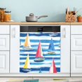 thumbnail image 1 of Yayeee Magnetic Dishwasher Cover for The Front Decoration Home Kitchen Machine Sticker Protector, Green Sailboats, 1 of 6