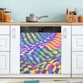 thumbnail image 1 of Yayeee Magnetic Dishwasher Cover for The Front Decoration Home Kitchen Machine Sticker Protector, Green Wavy Pattern, 1 of 6