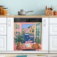 thumbnail image 1 of Yayeee Magnetic Dishwasher Cover for The Front Decoration Home Kitchen Machine Sticker Protector, Green Window, 1 of 6