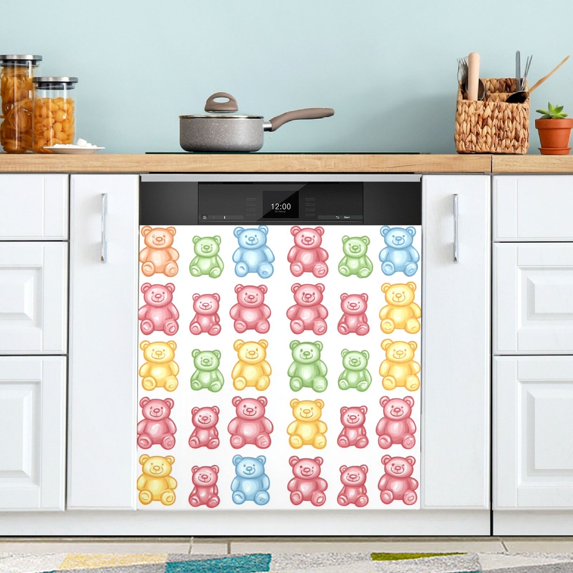 Yayeee Magnetic Dishwasher Cover for The Front Decoration Home Kitchen Machine Sticker Protector, Gummy Bear Pattern