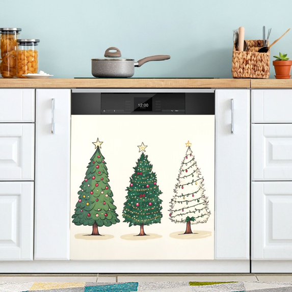 Yayeee Magnetic Dishwasher Cover for The Front Decoration Home Kitchen Machine Sticker Protector, Hand Drawn Christmas Stars