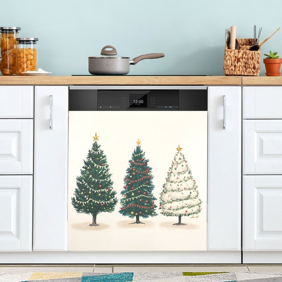 Yayeee Magnetic Dishwasher Cover for The Front Decoration Home Kitchen Machine Sticker Protector, Hand Drawn Christmas