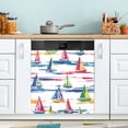 thumbnail image 1 of Yayeee Magnetic Dishwasher Cover for The Front Decoration Home Kitchen Machine Sticker Protector, Hand Drawn Sailboats, 1 of 6