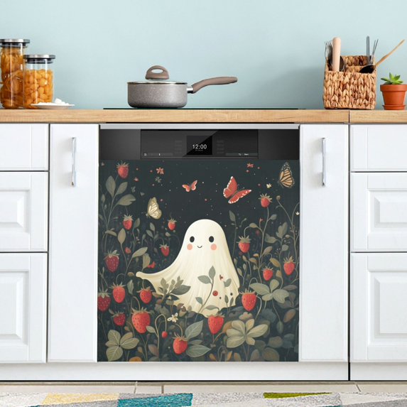 Yayeee Magnetic Dishwasher Cover for The Front Decoration Home Kitchen Machine Sticker Protector, Happy Ghost