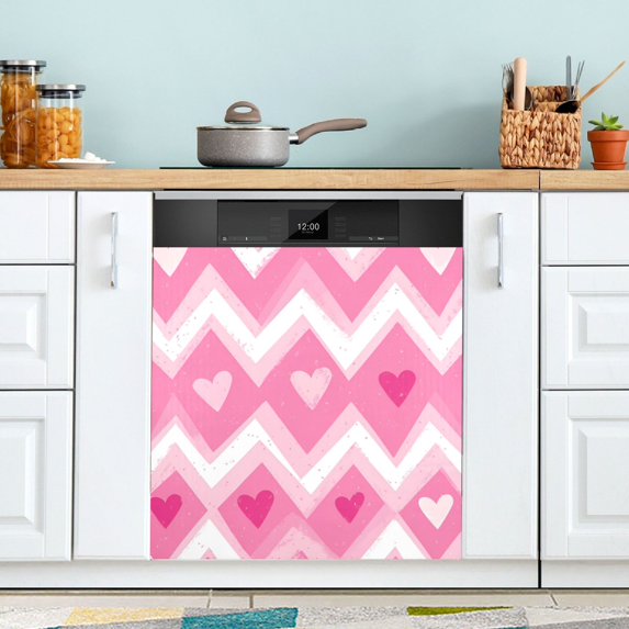 Yayeee Magnetic Dishwasher Cover for The Front Decoration Home Kitchen Machine Sticker Protector, Heart Geometric