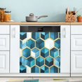thumbnail image 1 of Yayeee Magnetic Dishwasher Cover for The Front Decoration Home Kitchen Machine Sticker Protector, Light Blue Geometric Pattern, 1 of 6