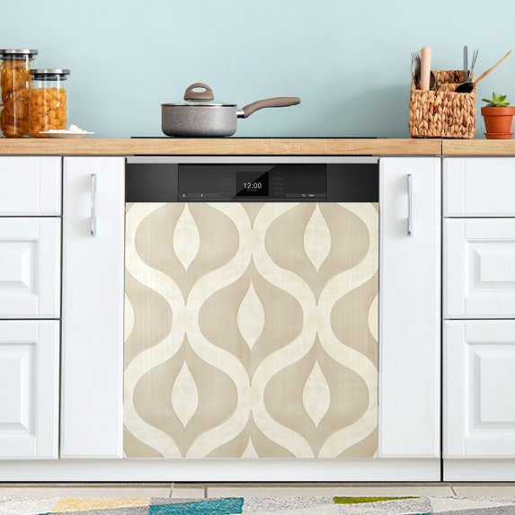 Yayeee Magnetic Dishwasher Cover for The Front Decoration Home Kitchen Machine Sticker Protector, Light Brown Pattern