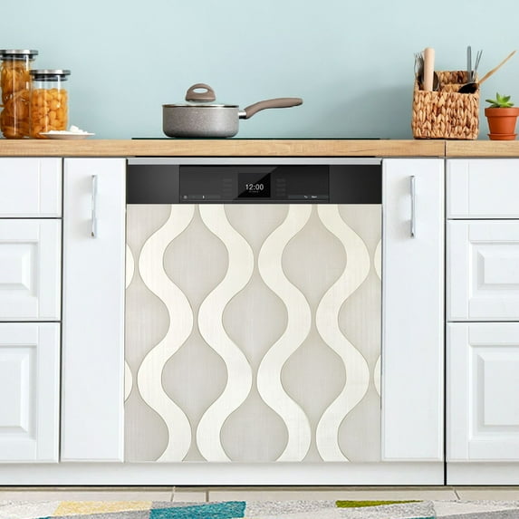 Yayeee Magnetic Dishwasher Cover for The Front Decoration Home Kitchen Machine Sticker Protector, Light Gray Pattern