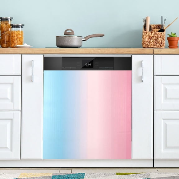 Yayeee Magnetic Dishwasher Cover for The Front Decoration Home Kitchen Machine Sticker Protector, Light Pink Gradient