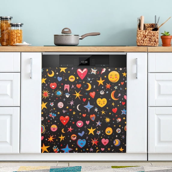 Yayeee Magnetic Dishwasher Cover for The Front Decoration Home Kitchen Machine Sticker Protector, Moon Pattern