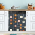 thumbnail image 1 of Yayeee Magnetic Dishwasher Cover for The Front Decoration Home Kitchen Machine Sticker Protector, Orange Checkered Pattern, 1 of 6