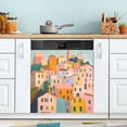 thumbnail image 1 of Yayeee Magnetic Dishwasher Cover for The Front Decoration Home Kitchen Machine Sticker Protector, Orange Cityscape Painting, 1 of 6