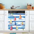 thumbnail image 1 of Yayeee Magnetic Dishwasher Cover for The Front Decoration Home Kitchen Machine Sticker Protector, Orange Sailboats, 1 of 6