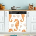 thumbnail image 1 of Yayeee Magnetic Dishwasher Cover for The Front Decoration Home Kitchen Machine Sticker Protector, Orange Seahorse, 1 of 6
