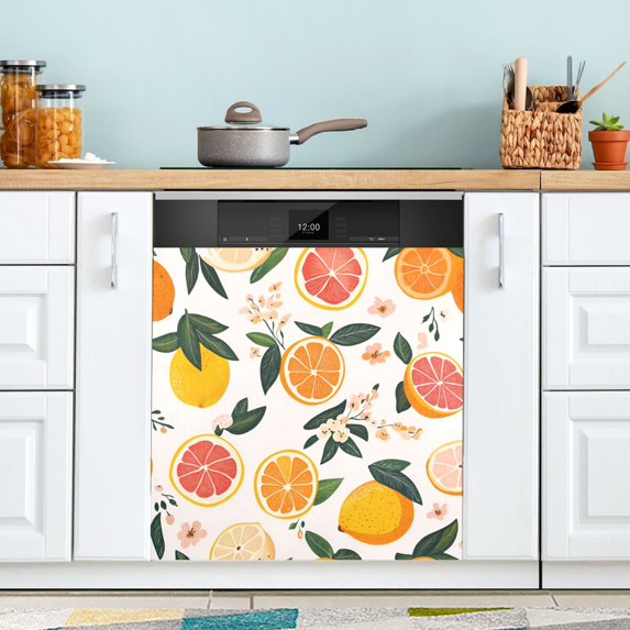 Yayeee Magnetic Dishwasher Cover for The Front Decoration Home Kitchen Machine Sticker Protector, Orange Slices