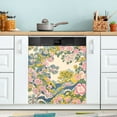 thumbnail image 1 of Yayeee Magnetic Dishwasher Cover for The Front Decoration Home Kitchen Machine Sticker Protector, Pink Floral Wave, 1 of 6
