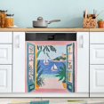 thumbnail image 1 of Yayeee Magnetic Dishwasher Cover for The Front Decoration Home Kitchen Machine Sticker Protector, Pink Seaside, 1 of 6