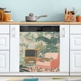 thumbnail image 1 of Yayeee Magnetic Dishwasher Cover for The Front Decoration Home Kitchen Machine Sticker Protector, Pink and Green Cat, 1 of 6