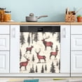 thumbnail image 1 of Yayeee Magnetic Dishwasher Cover for The Front Decoration Home Kitchen Machine Sticker Protector, Plaid Deer, 1 of 6