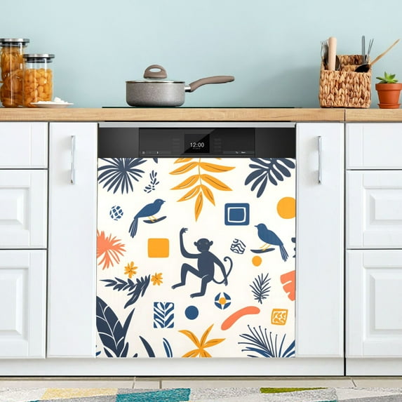 Yayeee Magnetic Dishwasher Cover for The Front Decoration Home Kitchen Machine Sticker Protector, Playful Forest