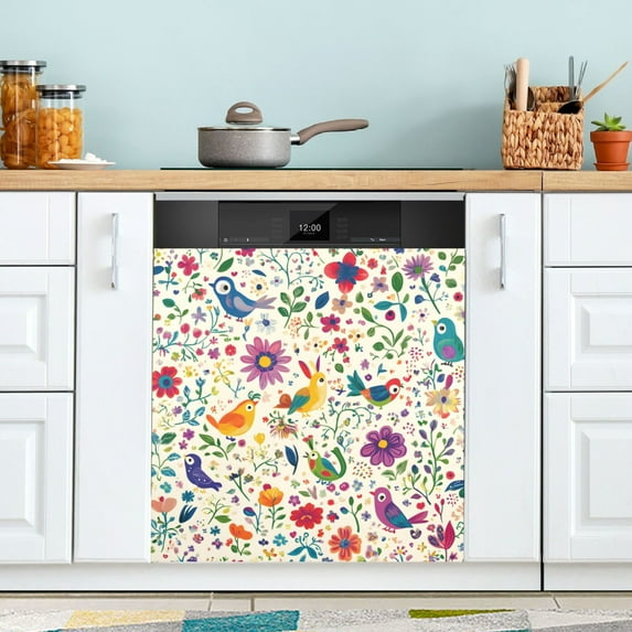 Yayeee Magnetic Dishwasher Cover for The Front Decoration Home Kitchen Machine Sticker Protector, Purple Cartoon Animals