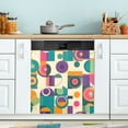 thumbnail image 1 of Yayeee Magnetic Dishwasher Cover for The Front Decoration Home Kitchen Machine Sticker Protector, Purple Geometric, 1 of 6