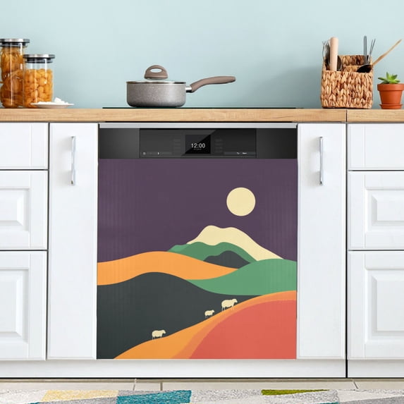 Yayeee Magnetic Dishwasher Cover for The Front Decoration Home Kitchen Machine Sticker Protector, Purple Mountain