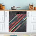 thumbnail image 1 of Yayeee Magnetic Dishwasher Cover for The Front Decoration Home Kitchen Machine Sticker Protector, Red Abstract Lines, 1 of 6