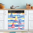thumbnail image 1 of Yayeee Magnetic Dishwasher Cover for The Front Decoration Home Kitchen Machine Sticker Protector, Red Hand Drawn Sailboats, 1 of 6
