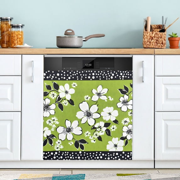 Yayeee Magnetic Dishwasher Cover for The Front Decoration Home Kitchen Machine Sticker Protector, Retro Floral