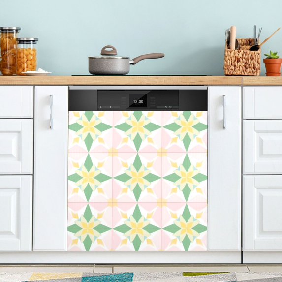 Yayeee Magnetic Dishwasher Cover for The Front Decoration Home Kitchen Machine Sticker Protector, Retro Yellow Stars