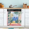 thumbnail image 1 of Yayeee Magnetic Dishwasher Cover for The Front Decoration Home Kitchen Machine Sticker Protector, Seaside Leaves, 1 of 6